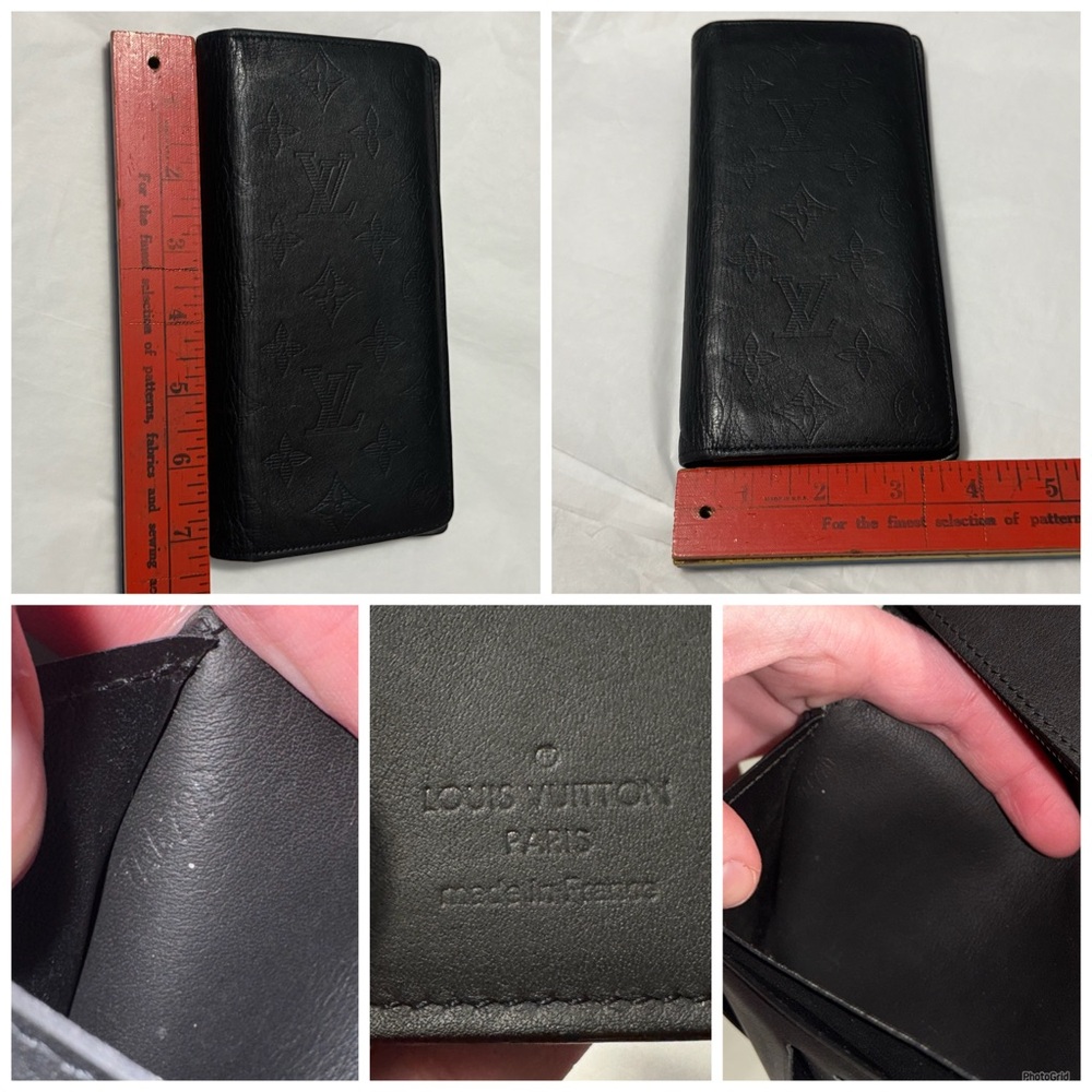 Louis Vuitton AUTHENTIC Shadow Monogram Portefeuille Brazza Black Leather Wallet - Picture 10 of 16